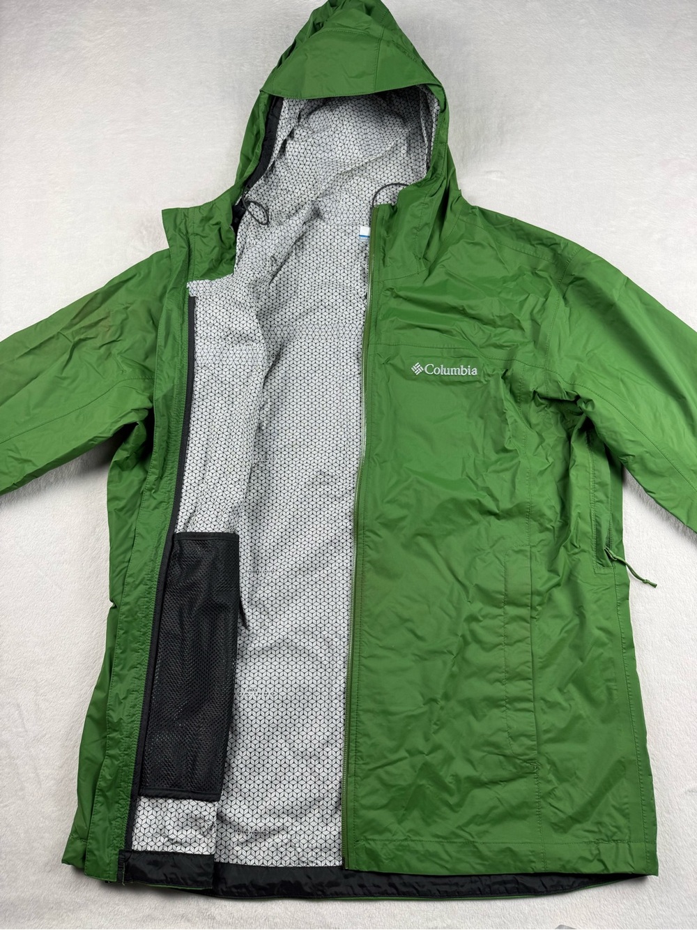 Columbia EvaPOURation Rain Jacket Green Hooded Raincoat Men’s Medium